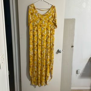 Yellow Print LuLaRoe Maxi Dress - Size L